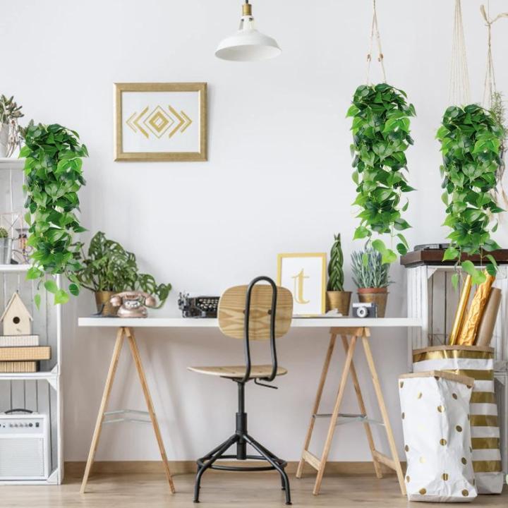 Kunsthangplanten, 3 stuks, 100 cm lange kunsthangplant, bruiloftsdecoratie, kunstklimop, wijnstokken voor muur, huis, kamer, indoor, outdoor decoratie (Lvluo)