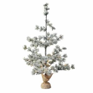Kerstboom Falkirk, kerstboom met leds, sneeuwlook, handgemaakt, decoratieve dennenboom, kerstdecoratie, Kerstmis, ijzer, cement, PVC, groen/wit