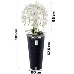 Künstliche Orchidee Kaskaden Blumenstrauß Weiß im Topf Anthrazit H 110 cm Heimbüro Dekoration, Kunstpflanze Orchidee, Kunstblume, Künstliche Orchidee im Topf