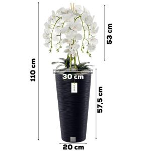 Künstliche Orchidee Kaskaden Blumenstrauß Weiß im Topf Anthrazit H 110 cm Heimbüro Dekoration, Kunstpflanze Orchidee, Kunstblume, Künstliche Orchidee im Topf