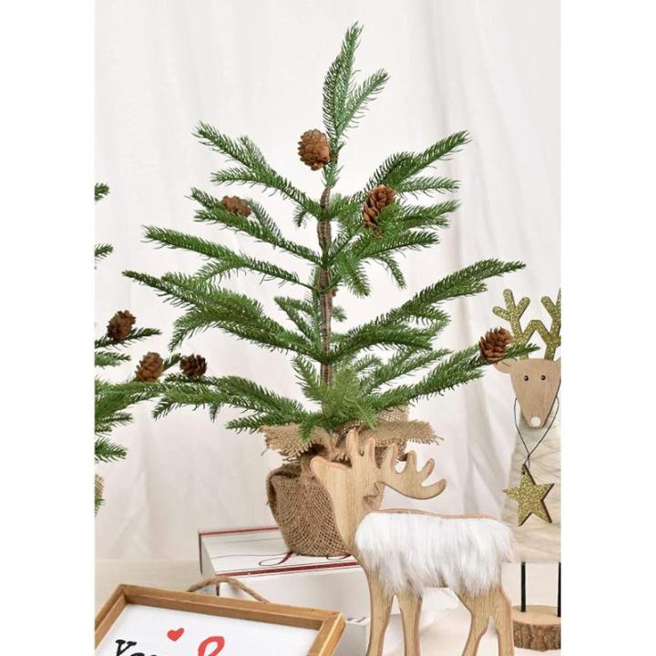 Weihnachtsbaum Weihnachtsbaum Künstliche Weihnachtsbäume Vordekorierter künstlicher Weihnachtsbaum im Topf Mit massivem Weihnachtsbaum Modisch，Green-80cm