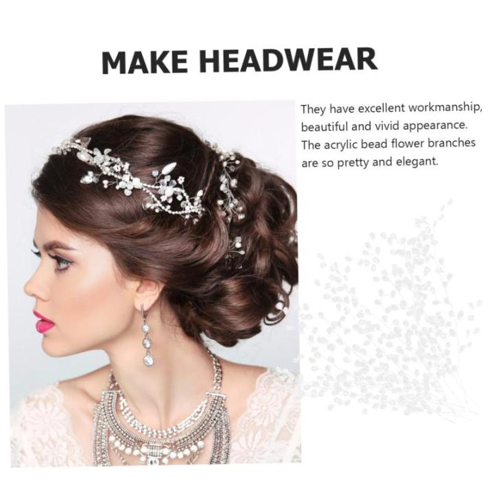 1 Satz Perlenblumen Brauthaarrebe Künstlicher Hochzeitsstrauß Perlen-Kits Hochzeitssachen Künstliche Blüten Hochzeitsdeko Kristallknospenzweige Hochzeitszubehör Acryl Weiß 10