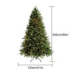 Kunstkerstboom, kerstboom met verlichting, realistische traditionele kerstboom, dichte takken, met metalen standaard, eenvoudig te monteren, perfect voor kerstdecoratie, 240 cm