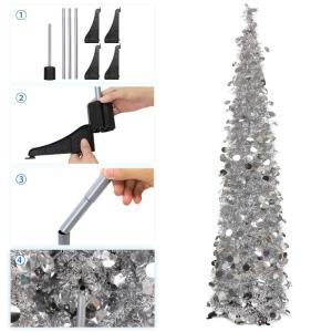 Kunstkerstboom 150 cm (5ft) inklapbare klaterboom met kleurrijke pailletten voor huis, kantoor, kerstboomdecoratie