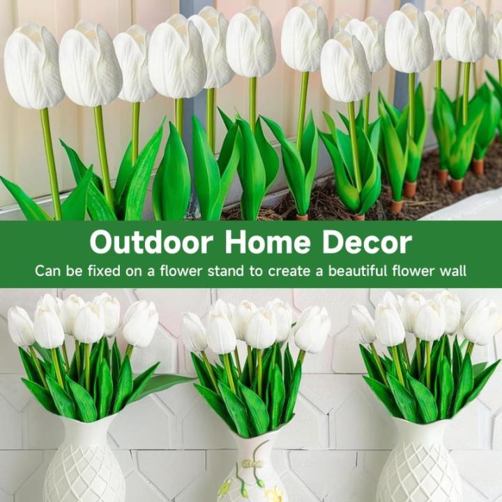 15 stuks kunsttulpen van latex, realistische kunsttulpen, boeket van kunsttulpen, voor woondecoratie, boeket, feest (wit)