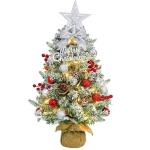 Mini-kerstboom met verlichting, led-tafel, rood, zilver, 60 cm