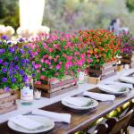 Kunstbloemen voor buiten, uv-bestendig, , bloemen in grote hoeveelheden voor het ophangen van plantenbakken, buiten, veranda, vaas, thuis, raamdecoratie, 6 bundels, rood