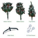 Kerstboom van 1,8 m met verlichting, dennenappels en bessen, PVC kunstkerstboom met sneeuw stroomde tips, kerstdecoratie kerst voor binnen en buiten