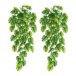 2 stuks kunsthangplanten, lichtgroen, 70 cm lang, kunstplant kunstmonstera-bladeren, nep klimop, hangende slingers voor bruiloft, tuin, wanddecoratie, hangmanden