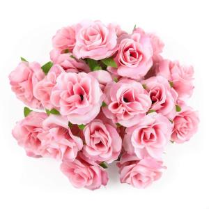 Kunstbloemkoppen, 50 stuks, kunstbloemen, rozen, voor bruiloft, feest, decoratie, doe-het-zelf (diameter 4 cm, roze)