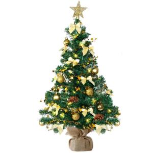 Kunstkerstboom (WBD) met kerstdecoratie en led-lichtketting met afstandsbediening, kerstboom versierd met verlichting, kunstkerstboom