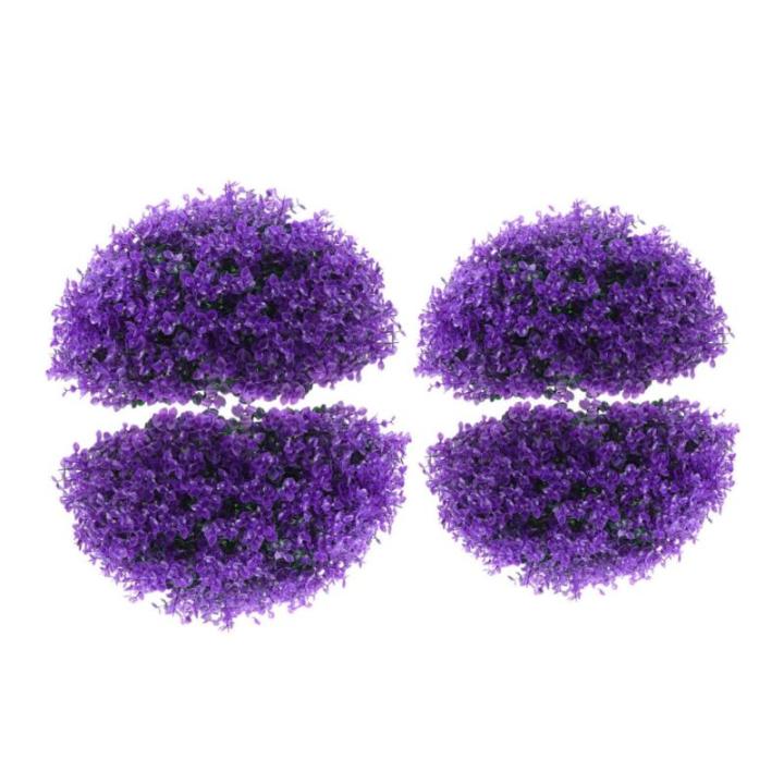 4 Stück Eukalyptus-Grasball künstliche Pflanzen gefälschte Pflanzengrünkugeln grüne Kugeln Dekorative Pflanzenkugel Zimmerpflanzenkugel Partygeschenk Graskugeln Plastik Violet
