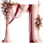 Künstliche Hochzeitsbogen-Blumen (5er-Pack) mit 2 Blumengirlanden und 3 durchscheinenden Gaze-Drapierstoffen für Hochzeit, Party, Kaminsims, Tischläufer, Heimdekoration, 10