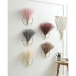 Boho wanddecoratie, grote wanddecoratie, metalen wanddecoratie, hangende kunstpampa-display, wandkunst woonkamer, slaapkamer, badkamer, eetkamer, 2 stuks goudbeige