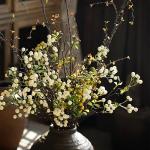 Künstliche Beerenzweige mit langem Stiel, 60 cm, weiße Beerenstiele, künstlicher Beerenstrauß für Tischdekoration, Vase, Heimdekoration, Weihnachtsdekoration, 4 Stück