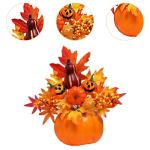 Halloween-Kürbisse, Ahornblätter, Ornament, Herbsternte, Dekor, neuartiges dekoratives Handwerk, Esstisch-Mittelstück für Geschäft und Büro, Style F