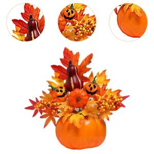 Halloween-Kürbisse, Ahornblätter, Ornament, Herbsternte, Dekor, neuartiges dekoratives Handwerk, Esstisch-Mittelstück für Geschäft und Büro, Style F