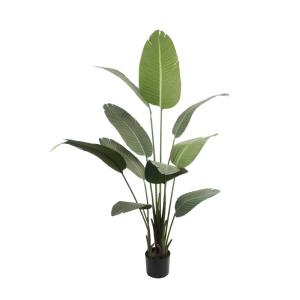 Kunstplant, kunstboom, kunstplant, decoratieve bananenplant in zwarte pot, groot en zeer realistisch, groen (160 cm)