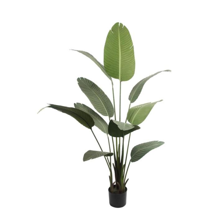 Kunstplant, kunstboom, kunstplant, decoratieve bananenplant in zwarte pot, groot en zeer realistisch, groen (160 cm)