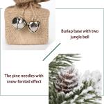 Mini Tafelkerstboom in jute basis 40,6 cm kunstmatige dennentakken bedekt met sneeuw, voor kerstdecoratie wooncultuur keuken eettafel