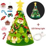 Driedimensionale doe-het-zelf vilten kerstboom kinderset, 75 cm, kerstboom met verlichting, kerstknutselen voor kinderen, met 26 afneembare ornamenten, kerstdecoratie voor kinderen