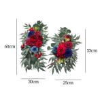 Bruiloftsboogbloemen, bloemenslingers voor bogen, woondecoratie, groene bladeren, kunstbloemenslingerset voor binnen, set van 2 voor recepties, rood blauw