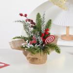 Kunstkerstboom, 30 cm, kunstkerstboom met bessen, sneeuwbedekte kerstversiering voor zelfgemaakte tafel-kerstdecoraties (lolly's