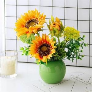 Kunstblumen Simulations-Sonnenblumen-Kunstblumen-Arrangement mit Keramiktopf, gefälschte Seidenblumen-Tischdekorationszubehör für jeden Anlass