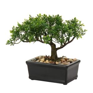 Kunstmatige bonsai in pot, kunstmatige bonsai-boom, bonsai kunstplant als echt, Japanse decoratie, kunstboom, bonsai, podocarpus, kunstkamerplanten voor badkamerdecoratie, bureau, 