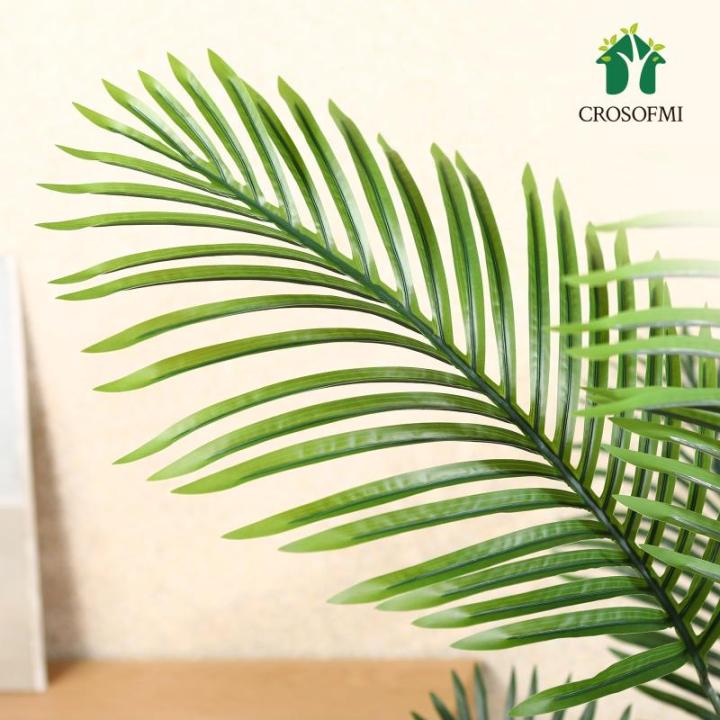 Kunstpflanze Palmen 130 cm Plastik Künstliche Pflanze Groß Areca Palme im Topf Wohnzimmer Balkon Schlafzimmer Grün Deko (2 Pack)