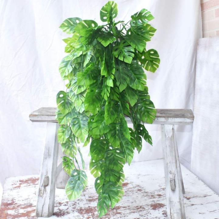 2 stuks kunstmatige Monsterabladeren Kunstmatige klimop Bladslinger Planten Wijnstok Hangende Faux Tropische Monstera Palmbladeren Nep-klimopplanten voor binnen, buiten, huis, tuin