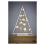 Lichtgevende kerstboom van hout, 15 leds, warm wit licht, kerstdecoratie, IP20 voor binnen, werkt op batterijen (2 x AA), levensduur 10.000 uur, 6/18 uur timer, 0,45 watt, 20 x 30 