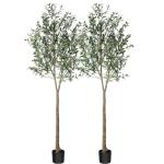 Künstliche Olivenbaum Pflanzen 210cm Fake Tropische Plastik Pflanze Perfekte Große Pflanzen im Topf für Indoor Outdoor Haus Büro Garten Moderne Dekoration Housewarming Geschenk