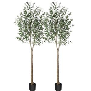 Künstliche Olivenbaum Pflanzen 210cm Fake Tropische Plastik Pflanze Perfekte Große Pflanzen im Topf für Indoor Outdoor Haus Büro Garten Moderne Dekoration Housewarming Geschenk