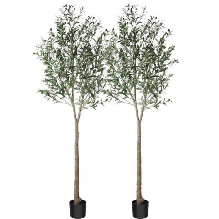 Künstliche Olivenbaum Pflanzen 210cm Fake Tropische Plastik Pflanze Perfekte Große Pflanzen im Topf für Indoor Outdoor Haus Büro Garten Moderne Dekoration Housewarming Geschenk