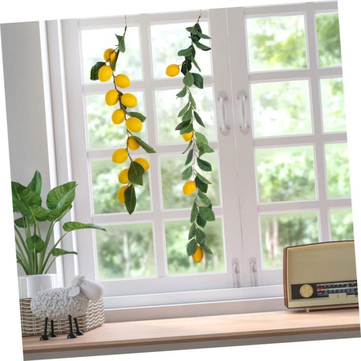 4 Stück Simulation Zitronenrattan Girlandenschmuck Sommerkranz vor der Haustür kunstplflanze Artificial Plant Eukalyptusgirlande Dekor willkommene Türgirlande Sommergirlande Yel