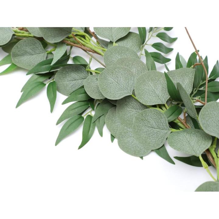 6 Ft Kunstmatige Zilveren Dollar Eucalyptus Bladeren En Wilg Wijnstokken Twijgen Bladeren Garland String Voor Thuis Party Bruiloft Decor Indoor Outdoor