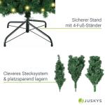 Kunstkerstboom, 180 cm, boom met ledverlichting en standaard, realistische kerstboom voor binnen, kunstkerstboom