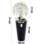Künstliche Orchidee Kaskaden Blumenstrauß Weiß im Topf Anthrazit H 115 cm Heimbüro Dekoration, Kunstpflanze Orchidee, Kunstblume, Künstliche Orchidee im Topf