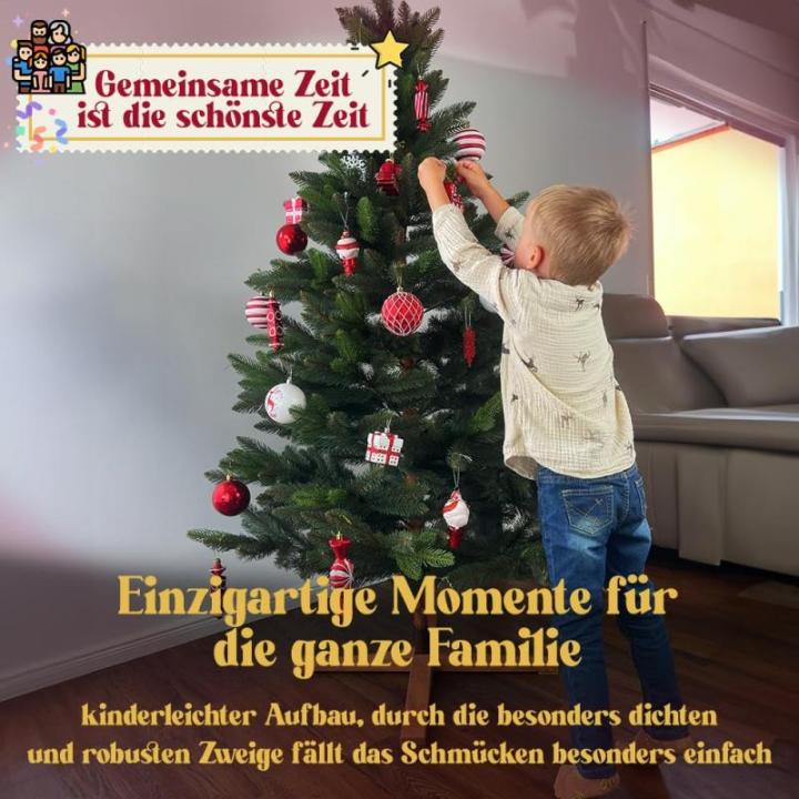 Kunstkerstboom, 220 cm, natuurgetrouwe replica met spuitgietelementen, kunstkerstboom met massief houten standaard, kunstdennenboom, (groen, 220 cm)