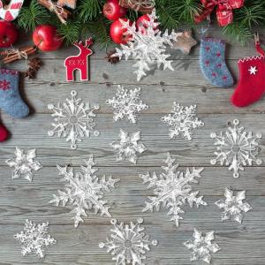 45 stuks kerstdecoratie sneeuwvlokken om op te hangen, acryl sneeuwvlokkendecoratie, ijspegels, hangende decoratie voor kerstboomversiering, raamdecoratie, winterdecoratie, feestsn