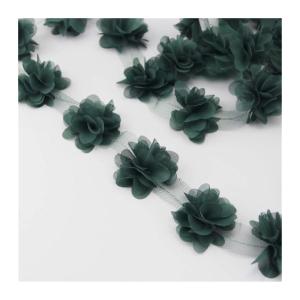 Rosa Blütenblatt Chiffon Spitze Stoff gewebtes Material Dekoration Liebe Geschenk Bänder Crafts 50mm Breite (60 Stücke/Los) (Color : Green)