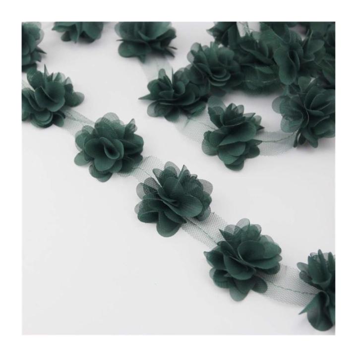 Rosa Blütenblatt Chiffon Spitze Stoff gewebtes Material Dekoration Liebe Geschenk Bänder Crafts 50mm Breite (60 Stücke/Los) (Color : Green)
