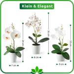 in pot (35 cm), set van 3 kunstorchideeën, kunstmatig afgestemde arrangement in hoogglans-keramische potten, decoratieve bloemen, kunstorchideeën (wit-arrangement)