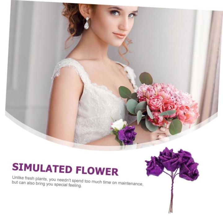 50 Stück Rosenkopf Artificial sztuczne kwiaty Simulationsblume Blumen künstlich künstliche Blumen heimische Blumen schmücken Blumendekoration für zu Hause Sport Violett