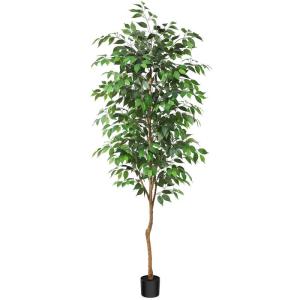Ficus Benjamina , groot, 210 cm, met natuurhouten stam, kamerplant, kunstboom in pot, voor thuis, kantoor, balkon, decoratie (1 stuks)