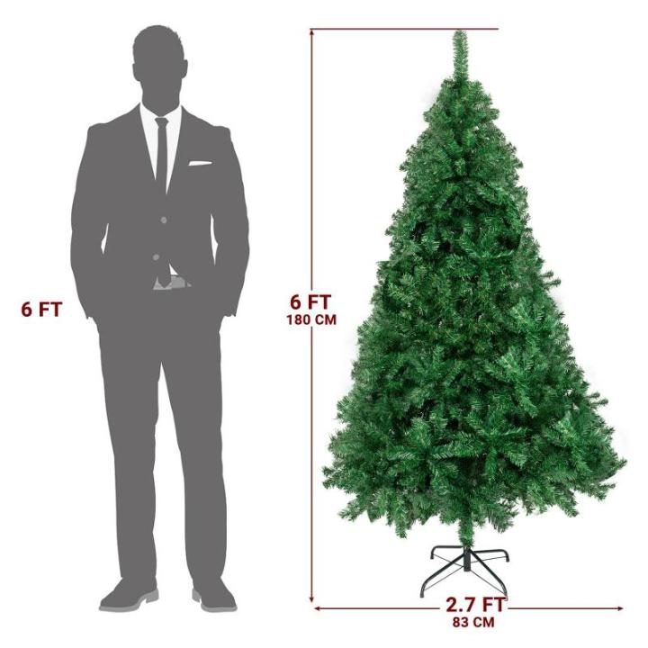 6 Fuß hoher künstlicher Weihnachtsbaum, unbeleuchtet, künstlicher Weihnachtsbaum mit Scharnier, 550 Zweigspitzen und faltbarem Metallständer, Weihnachtsweihnachtsbaum für Zuha