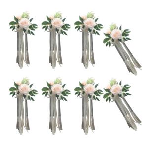 6 Stück Hochzeitszeremonie Ornamente Raffinierte Stuhlverzierungen Mit Künstlichen Blumen Kirchenbänken Blumen
