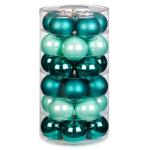 Inge Glas | mooie van glas | 30 ballen in doos | kerstboomversiering kerstboomversiering kerstboomballen 6cm Green Emerald | Mint Petrol glanzend/mat