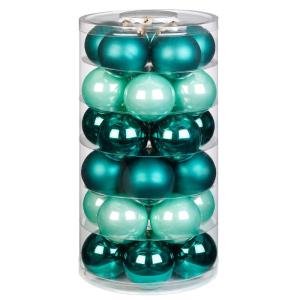 Inge Glas | mooie van glas | 30 ballen in doos | kerstboomversiering kerstboomversiering kerstboomballen 6cm Green Emerald | Mint Petrol glanzend/mat